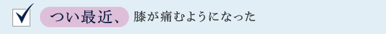 つい最近、膝が痛むようになった